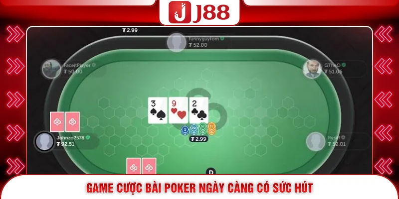 Casino J88 4 Game cược bài Poker ngày càng có sức hút